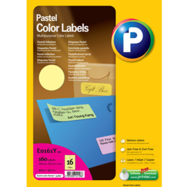 Printec verzendlabel pastel geel 105 x 37 mm 16 etiketten per vel