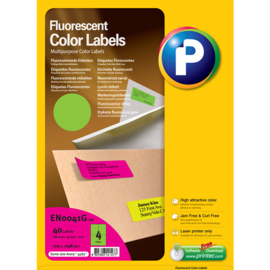 Printec verzendlabel neon groen 105 x 148,5 mm 4 etiketten per vel