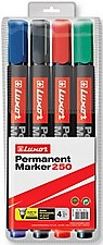 Luxor permanent marker 250 ronde punt zwart, blauw, rood en groen