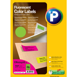 Printec verzendlabel neon groen 70x37 mm 24 etiketten per vel