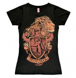 T-Shirt Petite Harry Potter - Gryffindor Logo - Lion - Black
