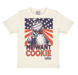 T-Shirt Kids Sesame Street - Me Want Cookie - Almost White