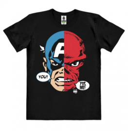 T-Shirt Marvel - Captain America And Red Skull - Faces - Black