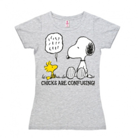 T-Shirt Petite Peanuts - Chicks Are Confusing - Grey Melange