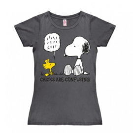 T-Shirt Petite Peanuts - Chicks Are Confusing - Dark Grey