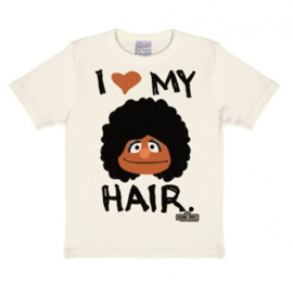 T-Shirt Kids Sesame Street - I Love My Hair - Almost White