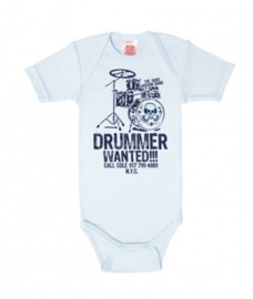 Baby Romper Drummer Wanted - Pastel Blue