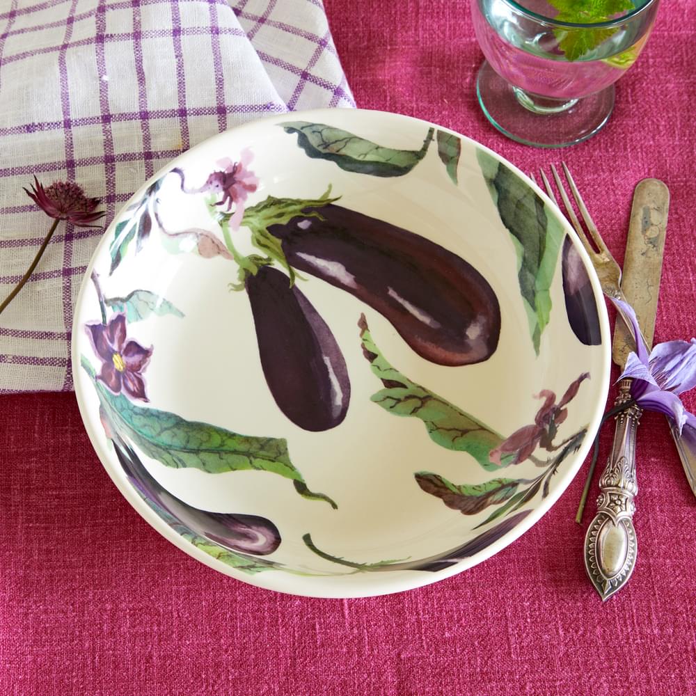 Medium Pasta bowl Aubergine and Flowers