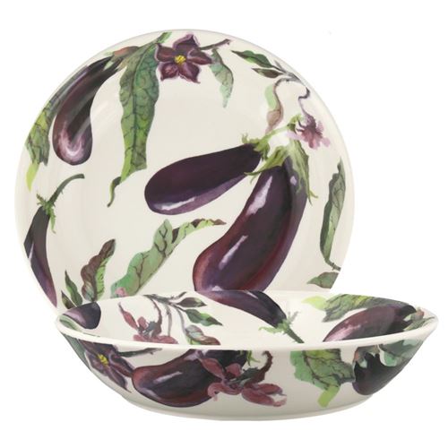 Medium Pasta bowl Aubergine and Flowers