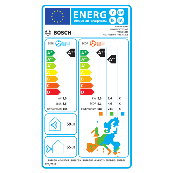 Mono-split Airco 3,5 kW Bosch CL6000i-Set 35 WE
