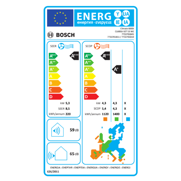 Mono-split Airco 5,3 kW Bosch CL6000i-Set 53 WE