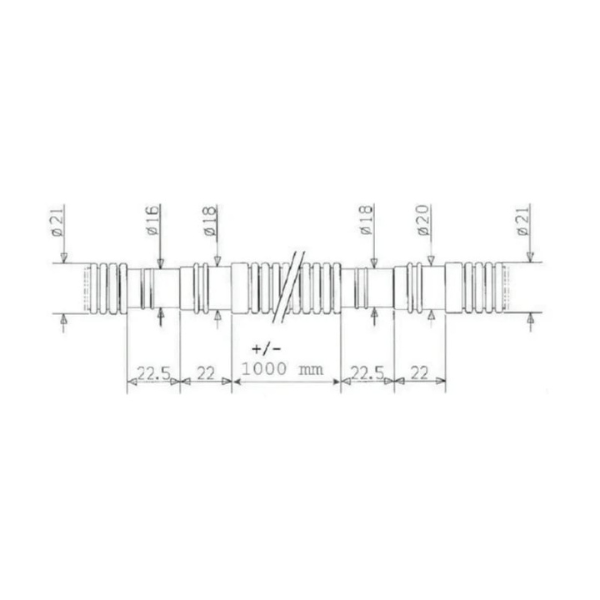 Soepele drainpipe ø16x18x20mm - lengte 20m