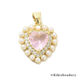 Harten bedel met zirkonia en parels 18K gold plated