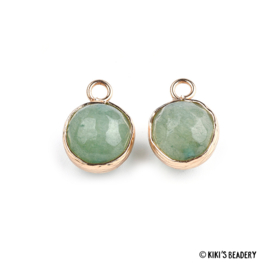 Ronde groene agate bedel