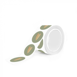 Ronde stickers met gouden harten folie mintgroen 35mm