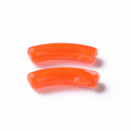 Transparante imitatie Fluo Oranje Tube kraal 31x9.5x7.5mm