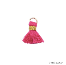 Mini kwastje Goud Roze magenta 1.5cm