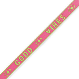 Gewoven lint neon roze/groen good vibes