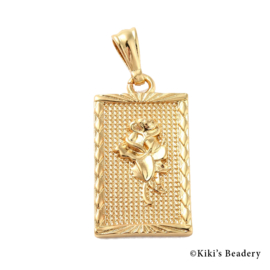 Gouden vierkant roos bedel 18 gold plated