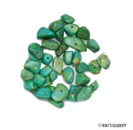 Turquoise halfedelsteen chips kralen 5-8mm 10gram (ca. 40-50 stuks)