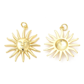 Zon met gezichtje bedel 18k goldplated