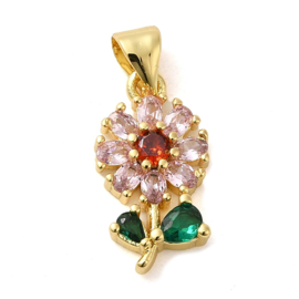 Bloem bedel met zirkonia steentjes 18k goldplated