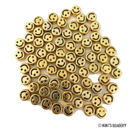 Smiley kralen goud 10mm