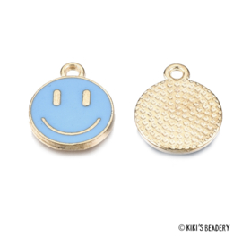 Emaille smiley bedel lichtblauw