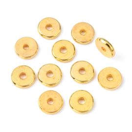 Ronde gouden disk spacers 8mm 4 stuks