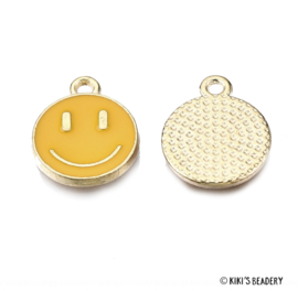 Emaille smiley bedel geel