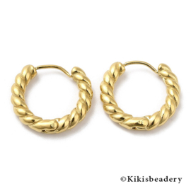 Stainless steel oorringen rope 14K goldplate