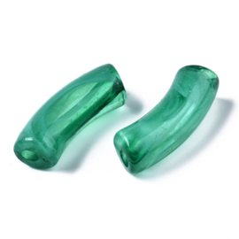 Transparante aqua groen  Tube kraal 36x13.5x11.5mm