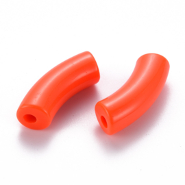 Fel Oranje/Rood Tube kraal 36x13.5x11.5mm