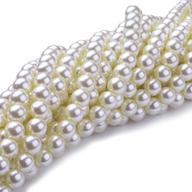 Glasparels 10 mm wit met gouden ondertoon
