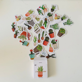 Watercolor cactussen en planten stickers