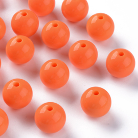 Grote kauwgombal kralen 16x15mm fel oranje
