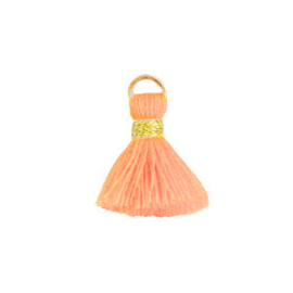 Mini Kwastje neon peach goud 1.5cm