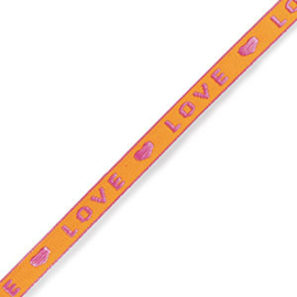 Gewoven lint neon roze/oranje love