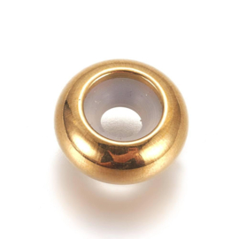 Bead stopper stainless steel goud 8x4mm