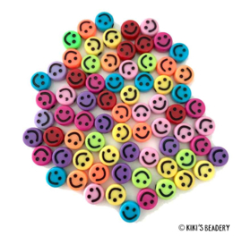 Smiley kralen kleurenmix 10mm