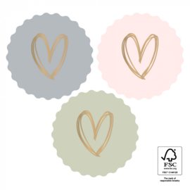Ronde Vignet gouden harten stickers (Licht) 55mm