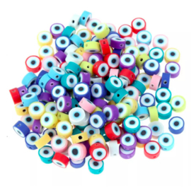 Evil eye kleuren mix polymeer kralen 10mm