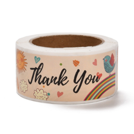 Rolletje 'thank you' rechthoek stickers 120 stuks