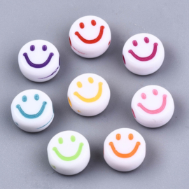 Smilie wit acrylic kraal gemixt