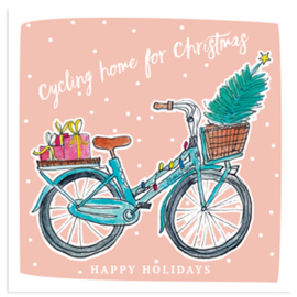 Cycling home for Christmas, Happy Holidays  -  ansichtkaart