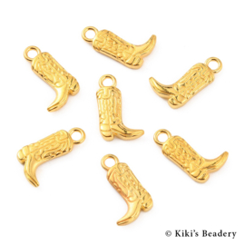 Gouden cowboy laarzen bedels per 2 stuks