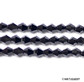 50 stuks Bicone Glaskraal 4mm zwart