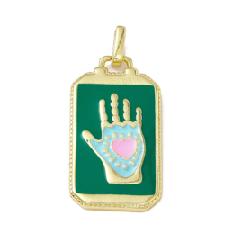 Tarotkaart lichtblauw handje en groen achtergrond hanger