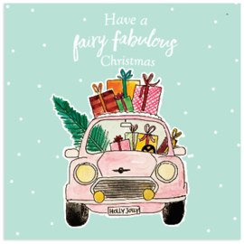 Have a fairy fabulous Christmas  - Pink Car - ansichtkaart
