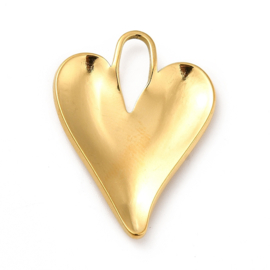 Stainless steeel groot hart hanger 18k gold plated
